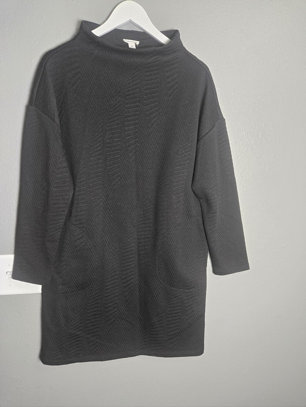 Tribal Funnel Neck Black Textured Dress Size Small